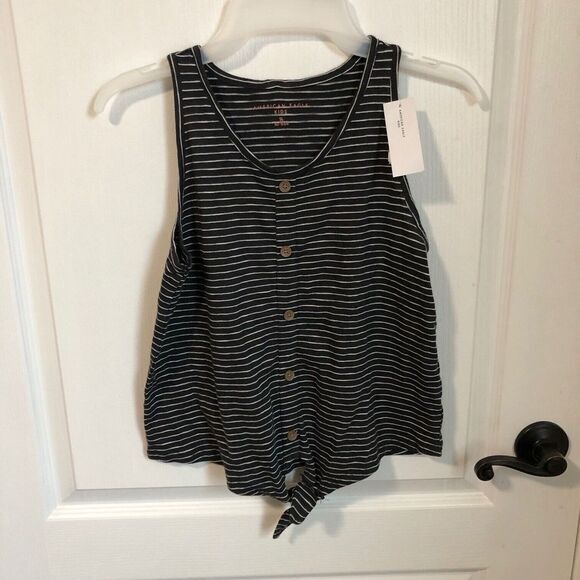 American Eagle Outfitters Other - American‎ Eagle Kids Striped Tie-Hem Tank Top Black & White Size 14 Sleeveless